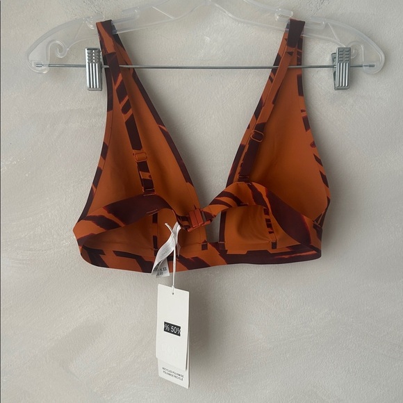 NWT COS Burnt Orange scuba bikini top triangle bralette sz 8 - Picture 3 of 6